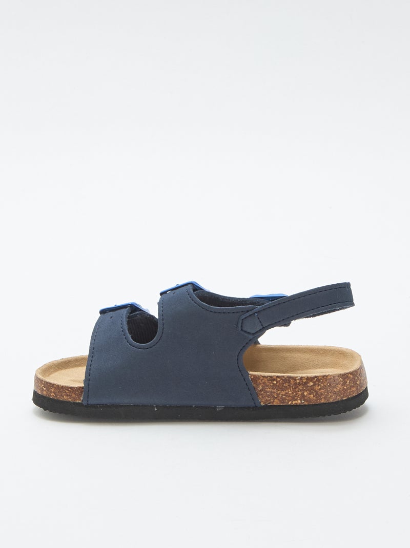 Sandales double bride avec boucles contrastantes Bleu - Kiabi