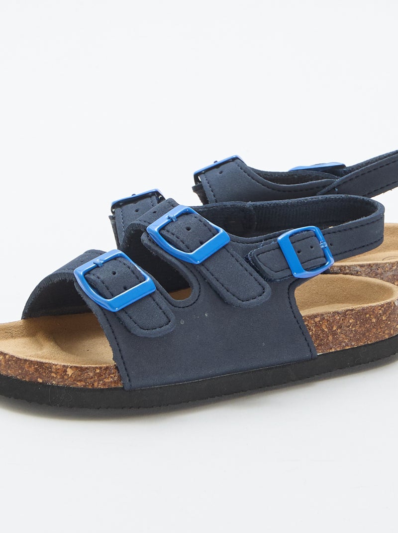 Sandales double bride avec boucles contrastantes Bleu - Kiabi