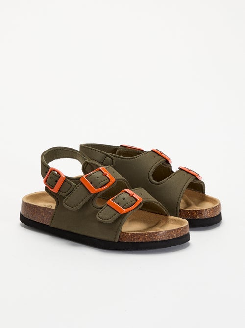 Sandales double bride avec boucles contrastantes - Kiabi