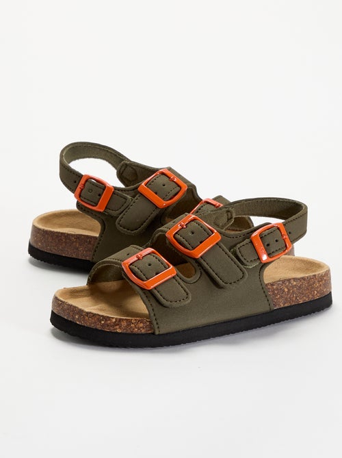 Sandales double bride avec boucles contrastantes - Kiabi