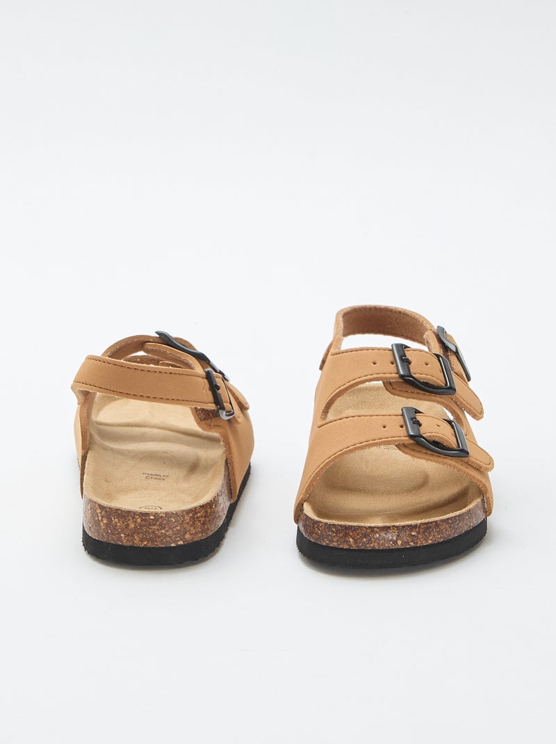 Sandales double bride avec boucles contrastantes Marron - Kiabi