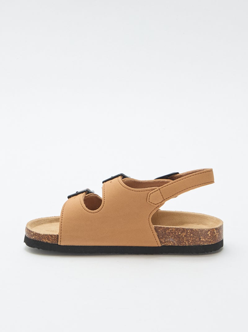 Sandales double bride avec boucles contrastantes Marron - Kiabi