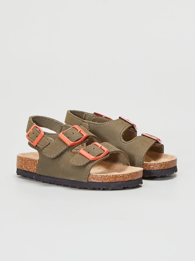 Sandales double brides kaki - Kiabi
