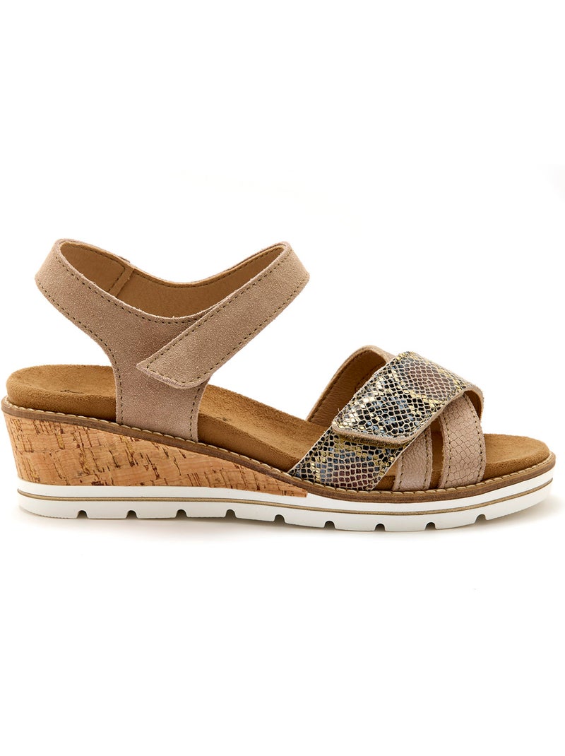 Sandales double scratch compensées - PEDICONFORT Beige - Kiabi