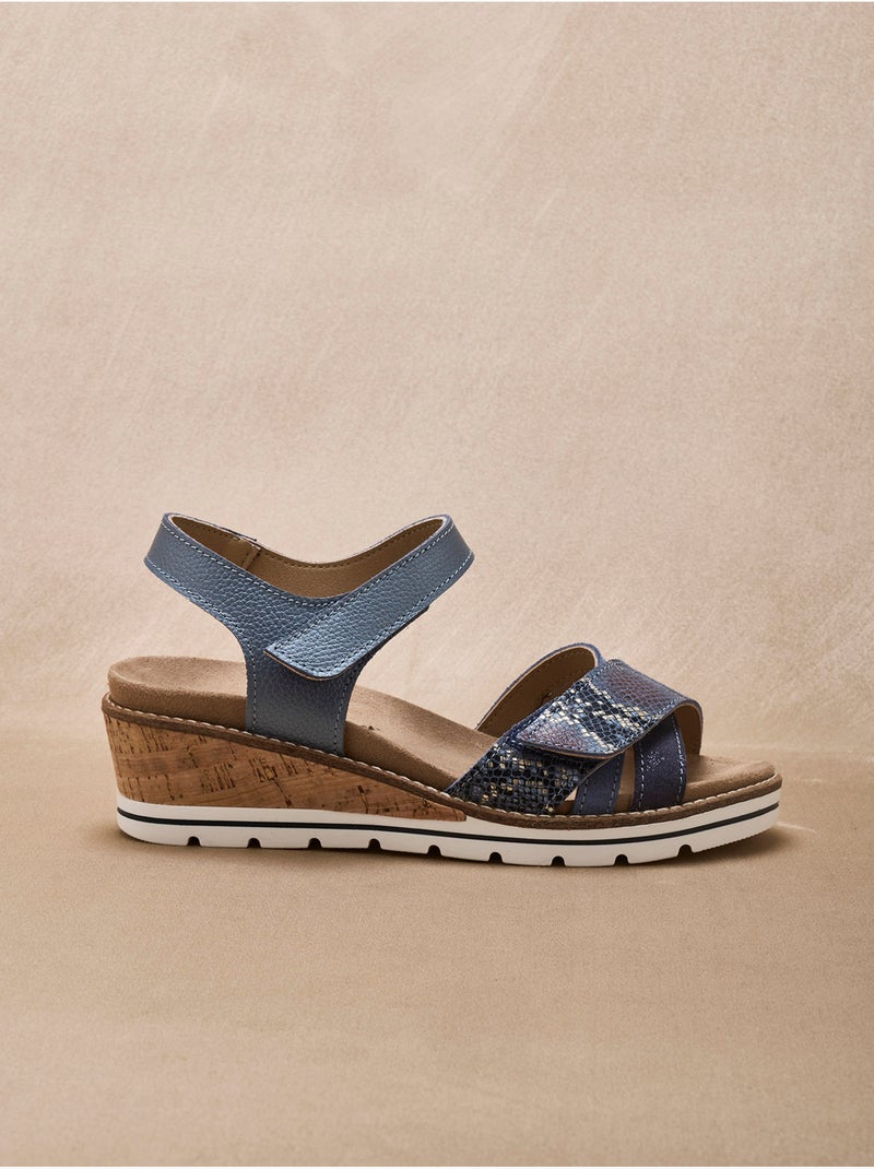 Sandales double scratch compensées - PEDICONFORT Bleu - Kiabi