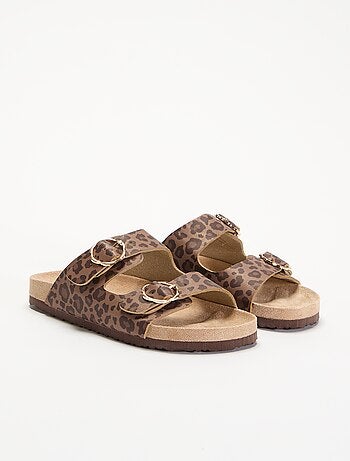 Sandales doubles brides avec motif 'léopard'
