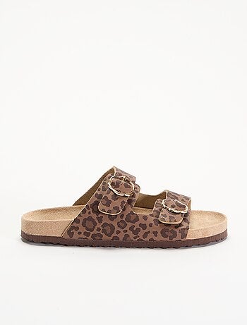 Sandales doubles brides avec motif 'léopard'