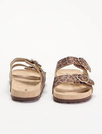 Sandales doubles brides avec motif 'léopard'