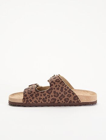 Sandales doubles brides avec motif 'léopard'