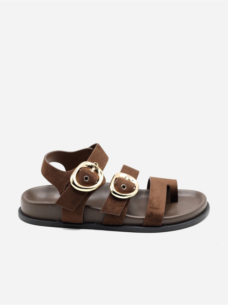 Sandales effet daim - C M Marron foncé - Kiabi