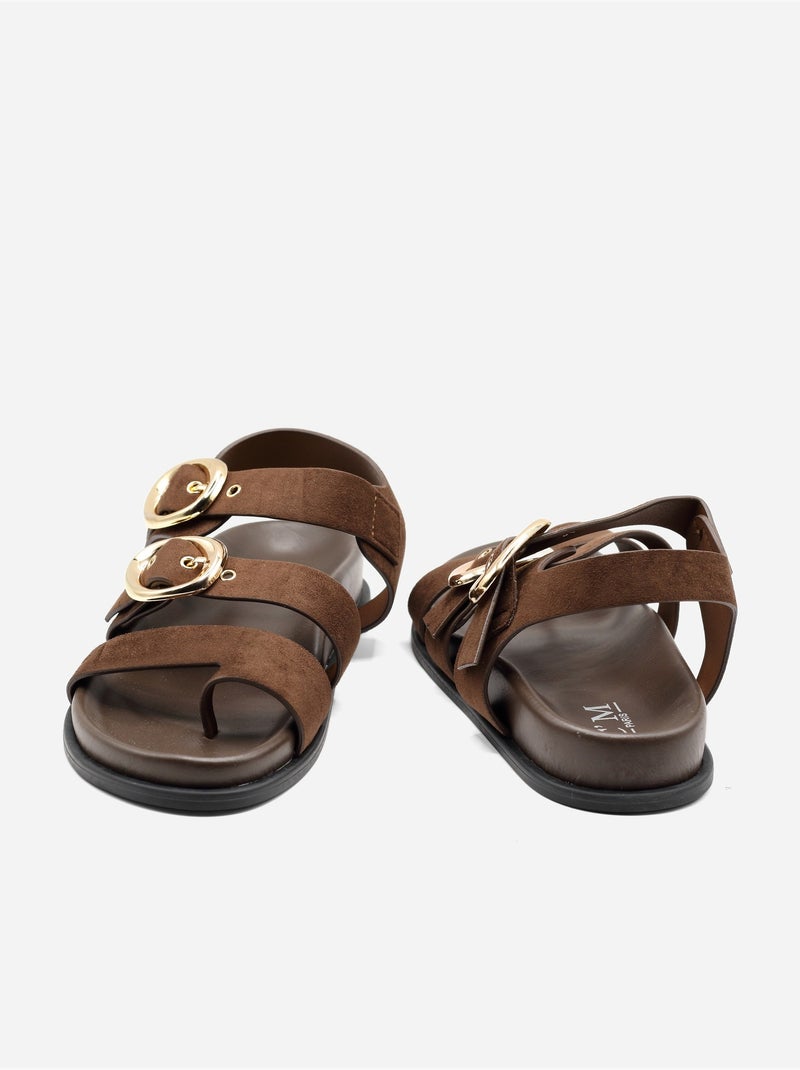 Sandales effet daim - C M Marron foncé - Kiabi