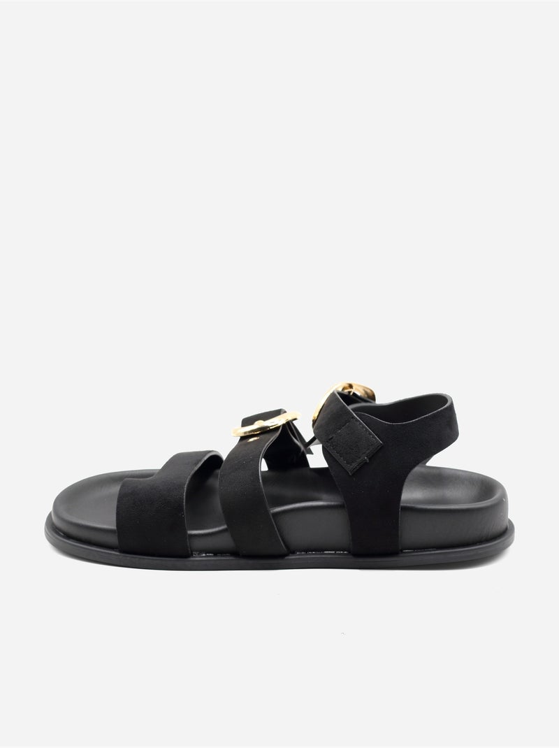 Sandales effet daim Noir - Kiabi