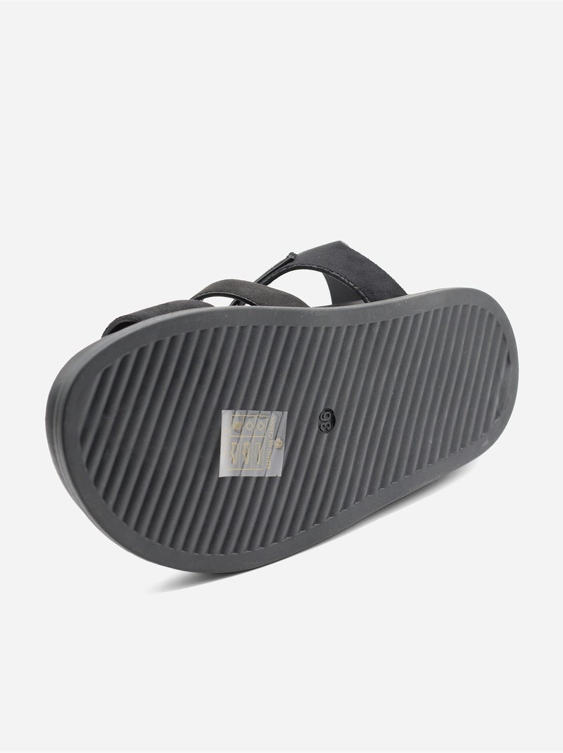 Sandales effet daim Noir - Kiabi