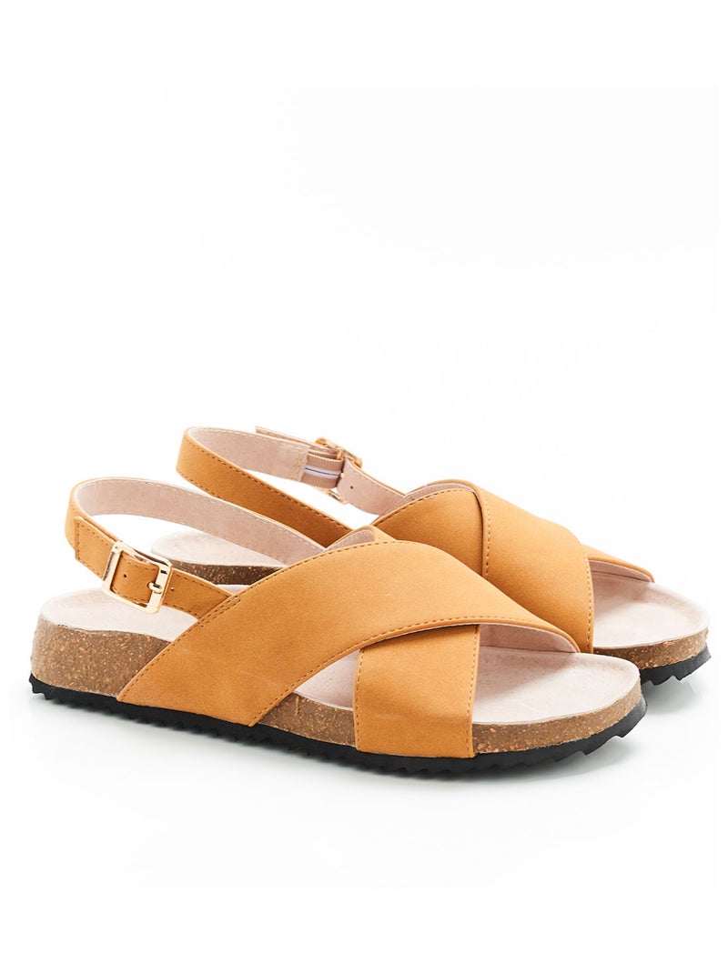 Sandales effet tressé - Damart Moutarde - Kiabi