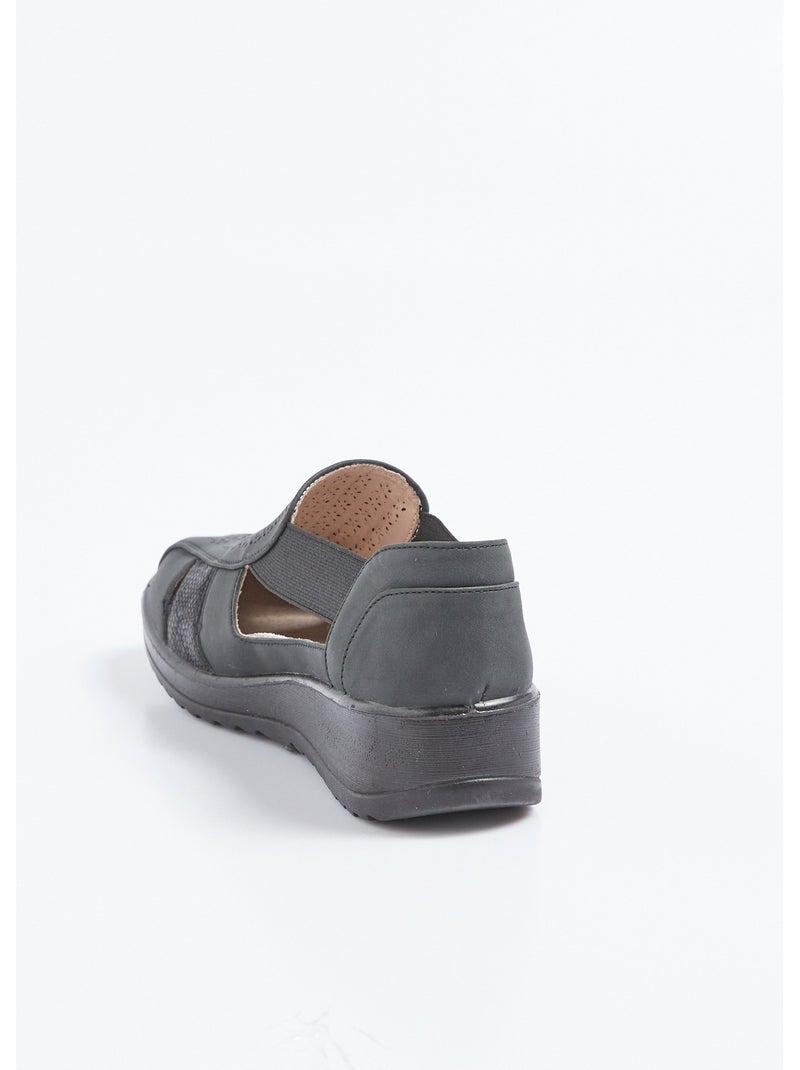 Sandales élastiquées largeur confort - Afibel Noir - Kiabi