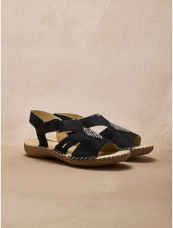 Sandales élastiquées tout cuir - PEDICONFORT