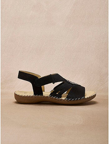 Sandales élastiquées tout cuir - PEDICONFORT