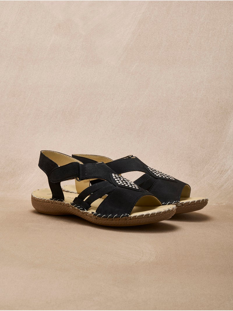 Sandales élastiquées tout cuir - PEDICONFORT Noir Noir - Kiabi