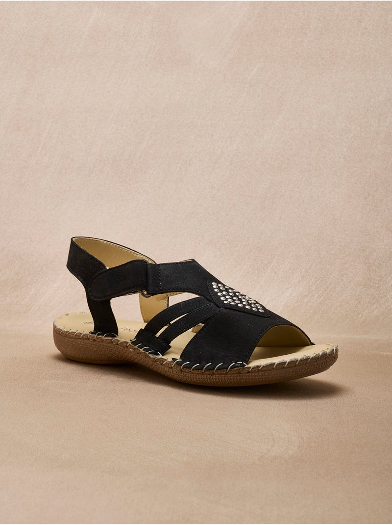 Sandales élastiquées tout cuir - PEDICONFORT Noir Noir - Kiabi