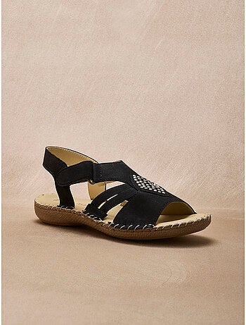 Sandales élastiquées tout cuir