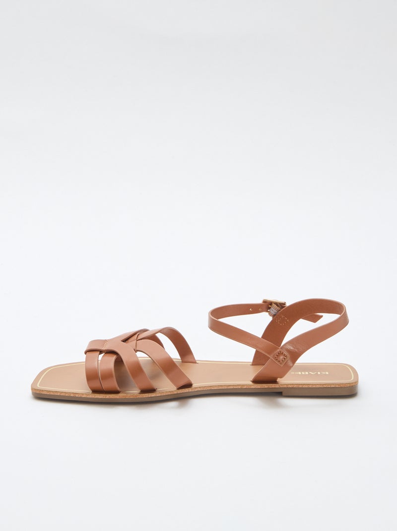 Sandales en bride croisée Marron - Kiabi