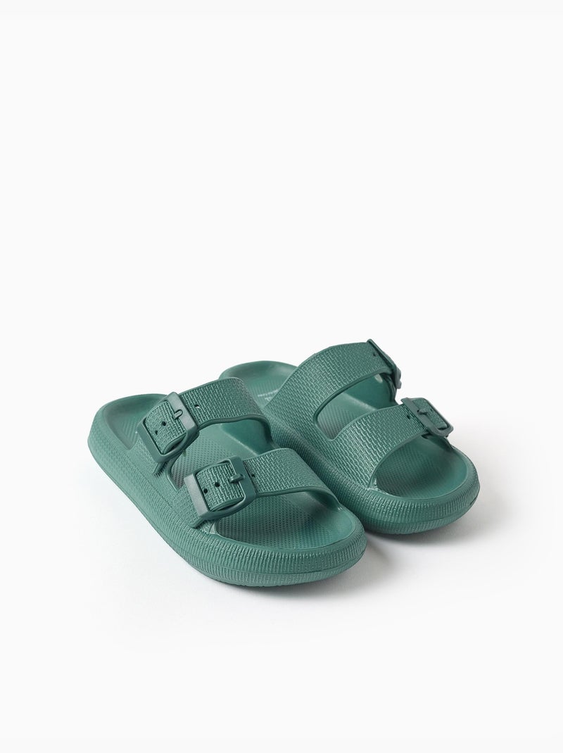 Sandales en caoutchouc avec double boucle Vert foncé - Kiabi