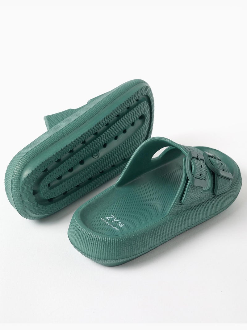 Sandales en caoutchouc avec double boucle Vert foncé - Kiabi