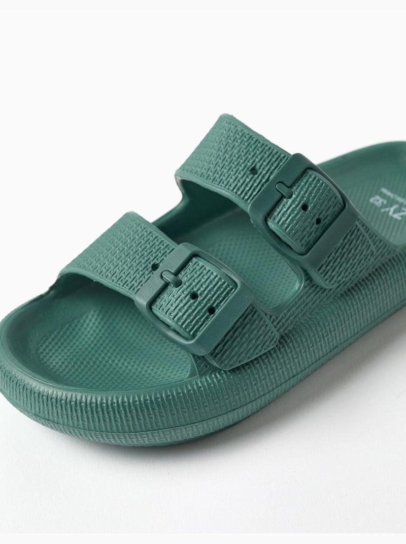 Sandales en caoutchouc avec double boucle Vert foncé - Kiabi