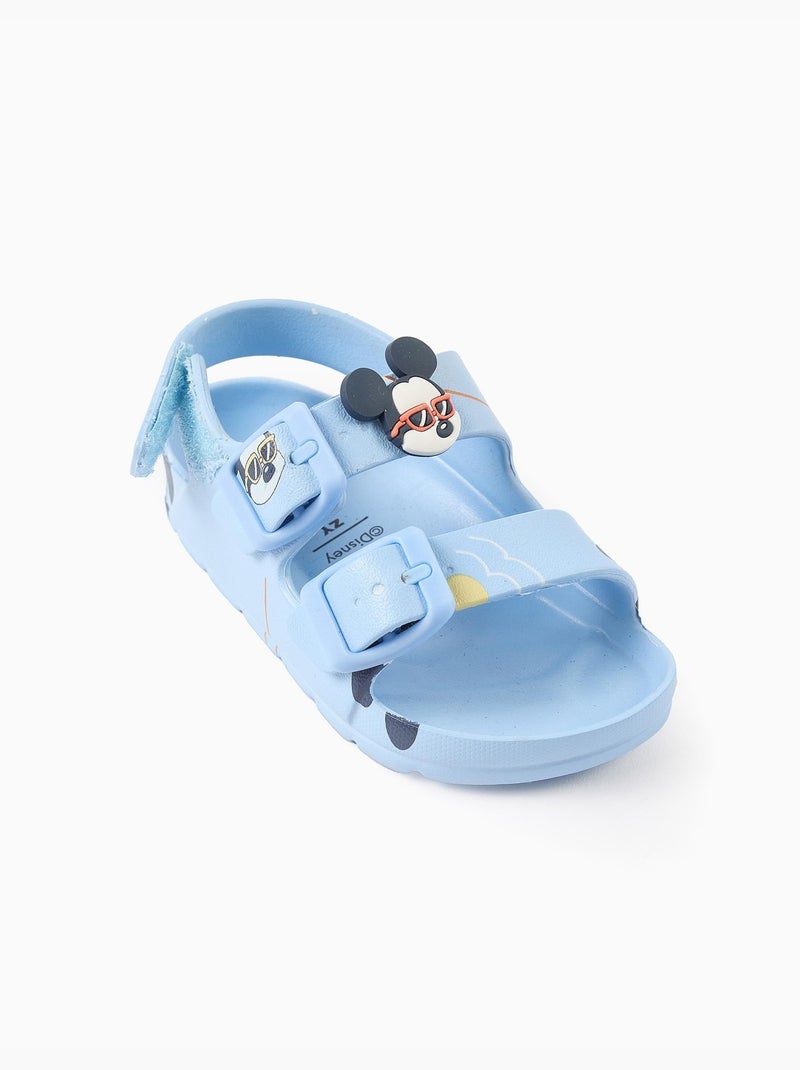Sandales en caoutchouc avec fermeture à boucle et à scratch Mickey Bleu clair - Kiabi
