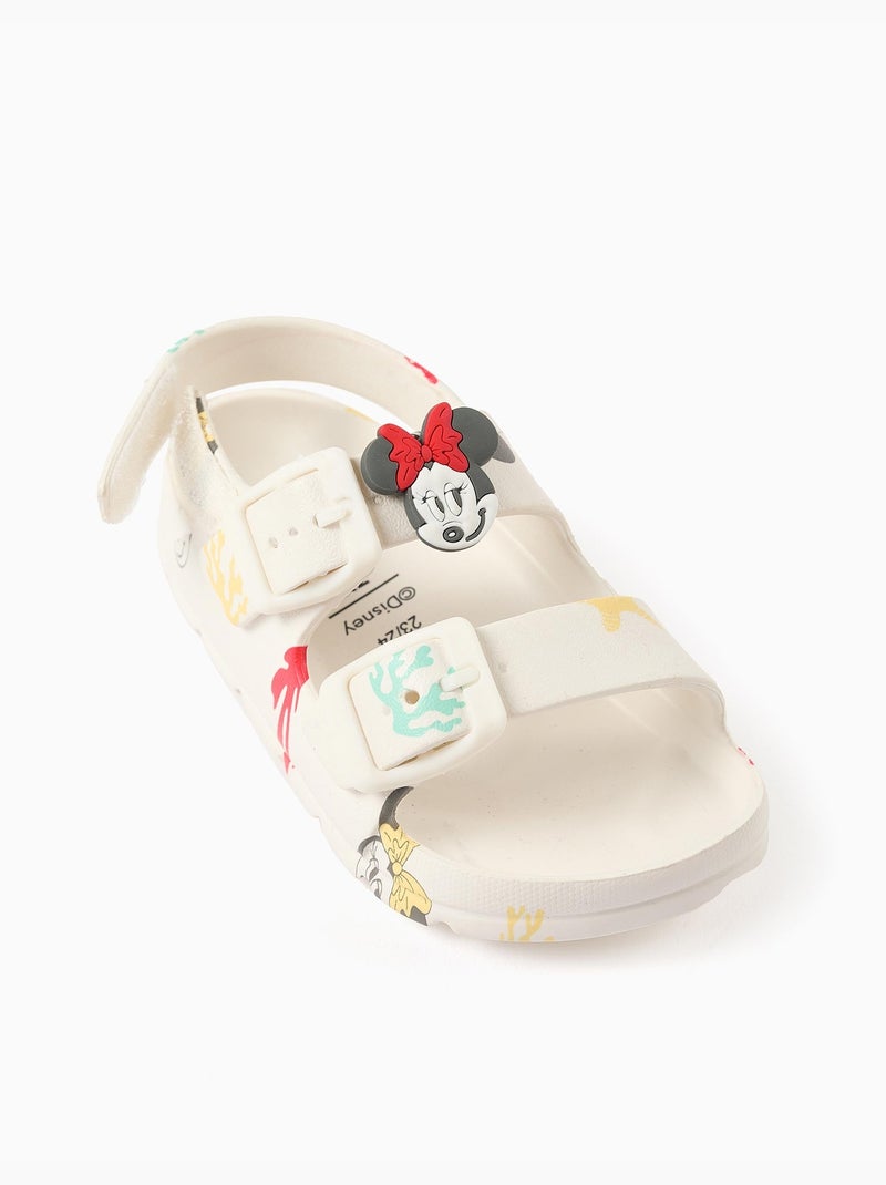 Sandales en caoutchouc avec fermeture à boucle et à scratch Minnie Blanc - Kiabi