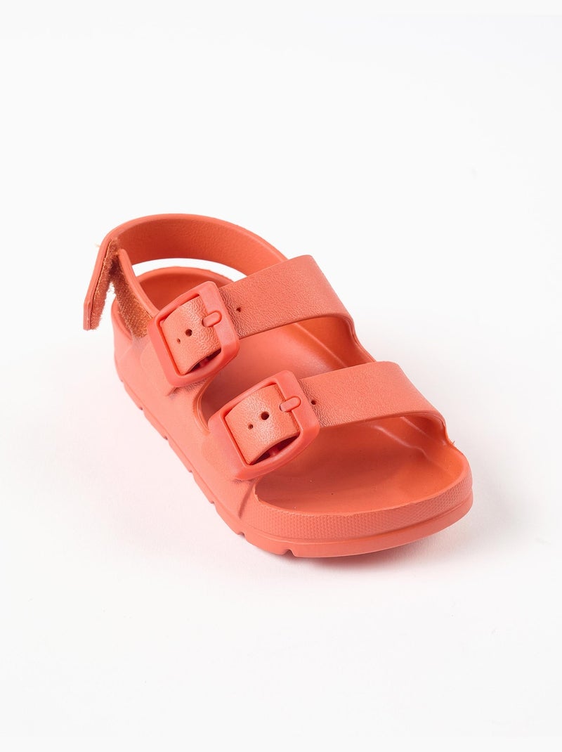 Sandales en caoutchouc avec fermeture à boucle et à scratch Noir Orange - Kiabi