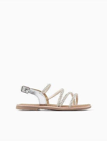Sandales en cuir à brides brillantes