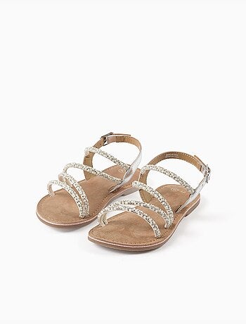 Sandales en cuir à brides brillantes