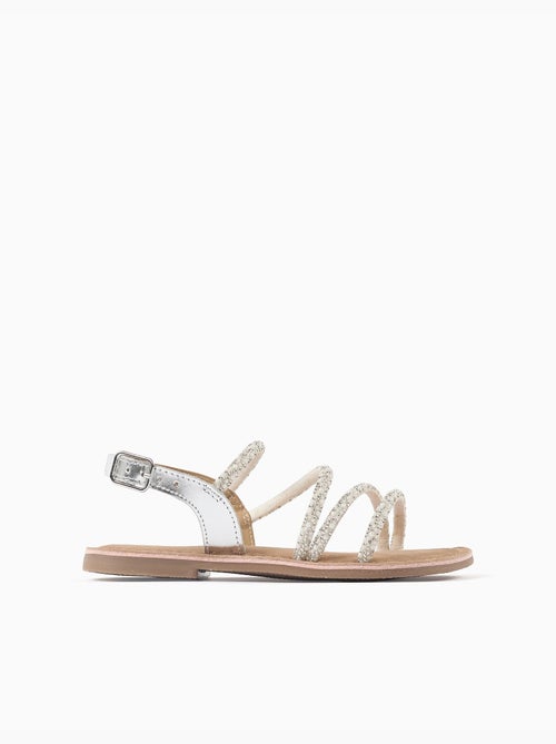 Sandales en cuir à brides brillantes - Kiabi
