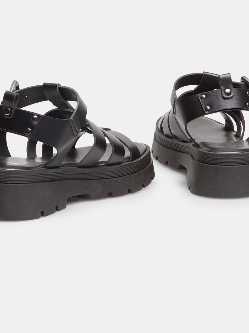 Sandales en cuir à fines brides. BATA Noir - Kiabi