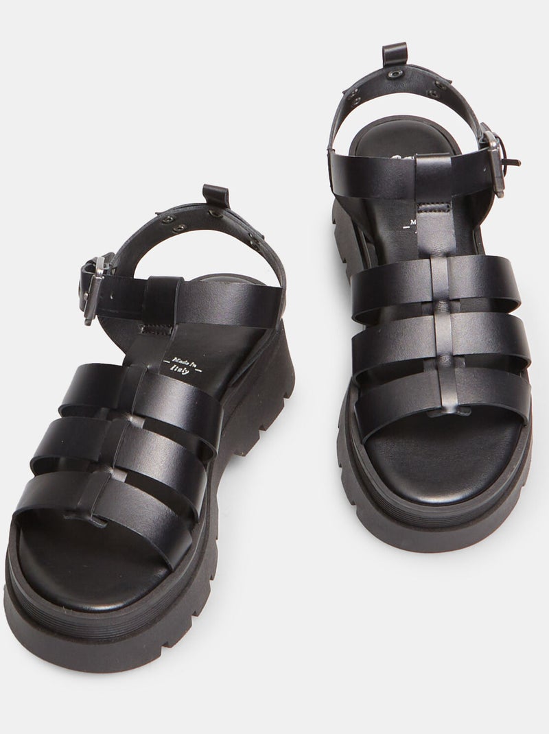 Sandales en cuir à fines brides. BATA Noir - Kiabi