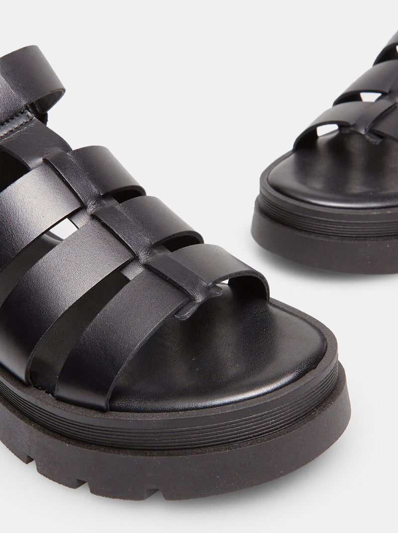 Sandales en cuir à fines brides. BATA Noir - Kiabi