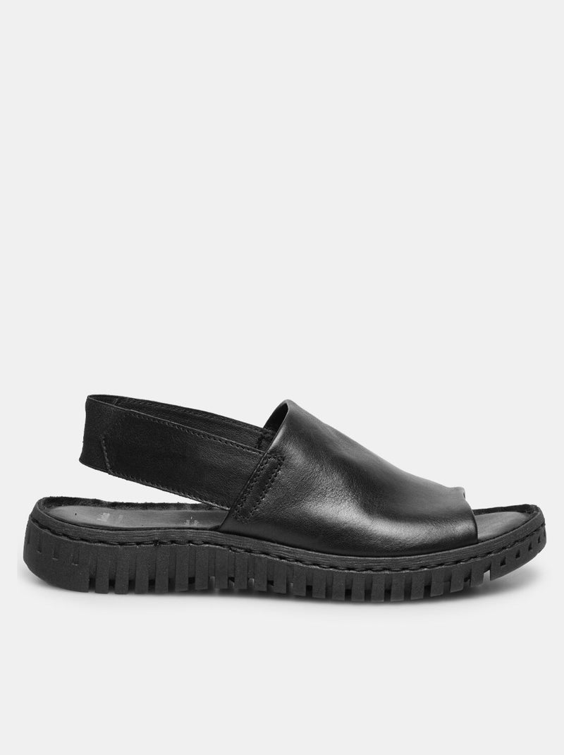 Sandales en cuir avec bride élastique BATA Noir - Kiabi