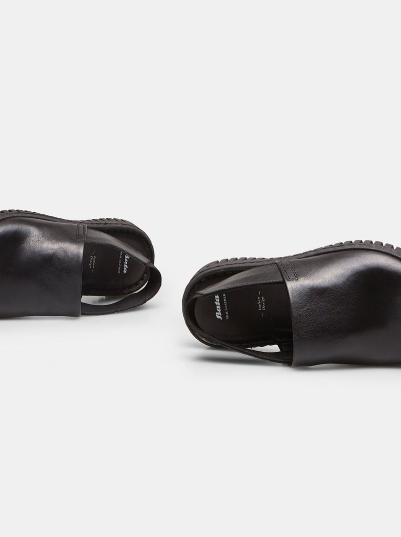 Sandales en cuir avec bride élastique BATA Noir - Kiabi
