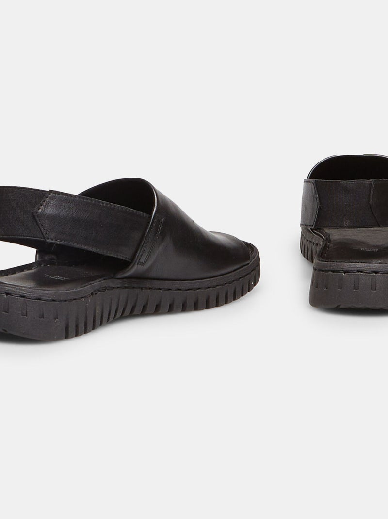 Sandales en cuir avec bride élastique BATA Noir - Kiabi