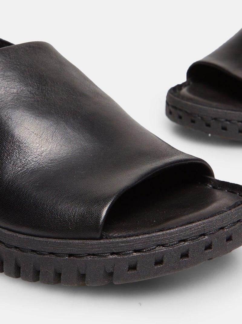 Sandales en cuir avec bride élastique BATA Noir - Kiabi