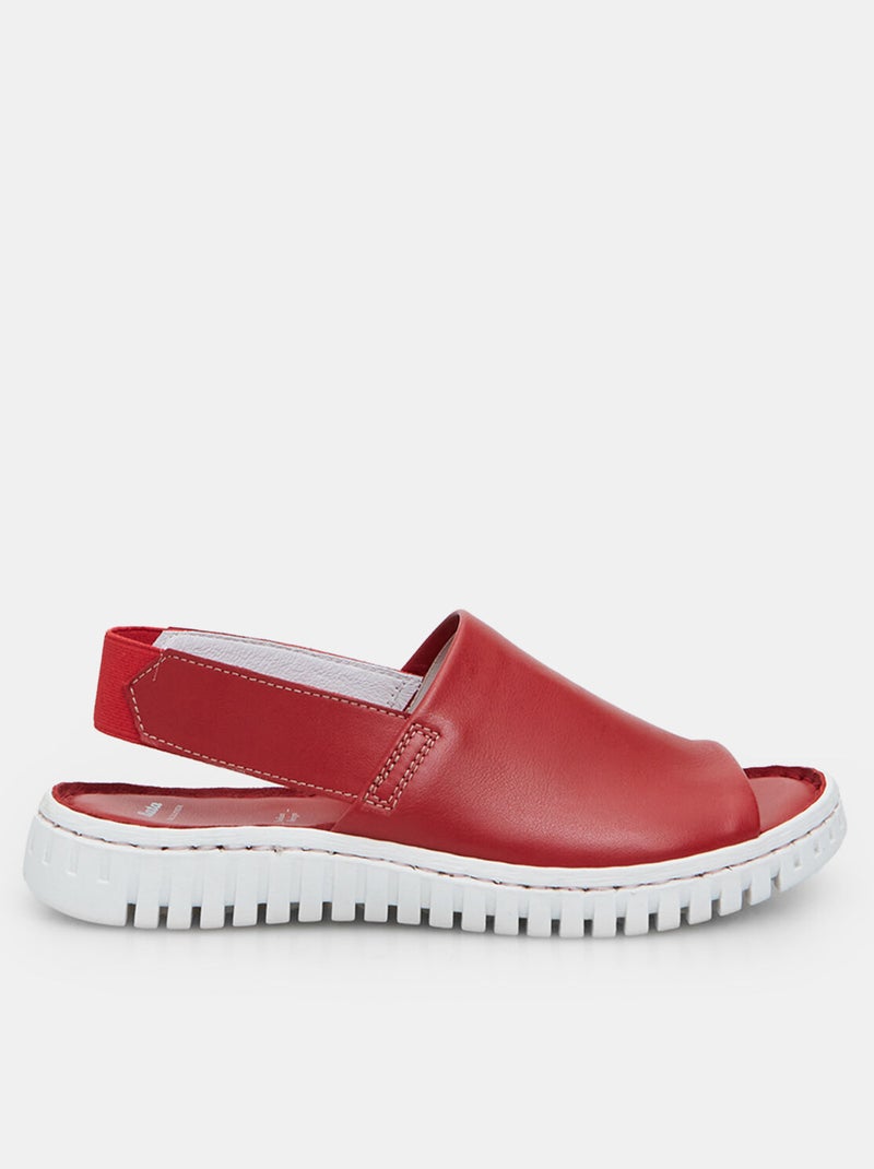 Sandales en cuir avec bride élastique BATA Rouge - Kiabi