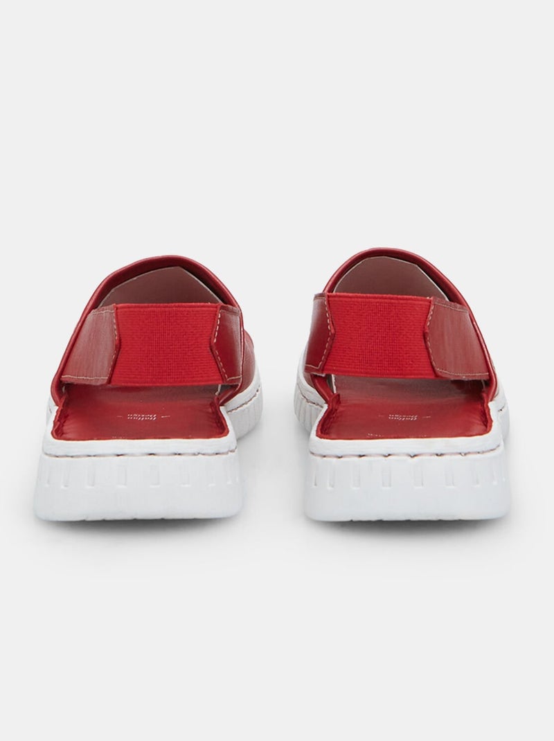 Sandales en cuir avec bride élastique BATA Rouge - Kiabi