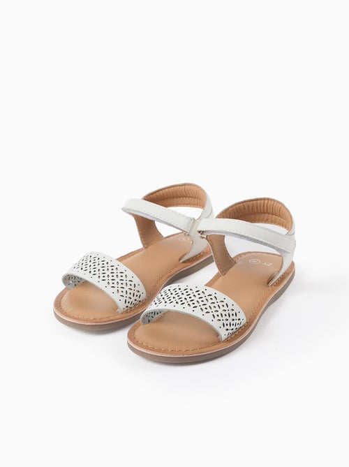 Sandales en cuir avec bride en mosaïque découpée au laser - Kiabi