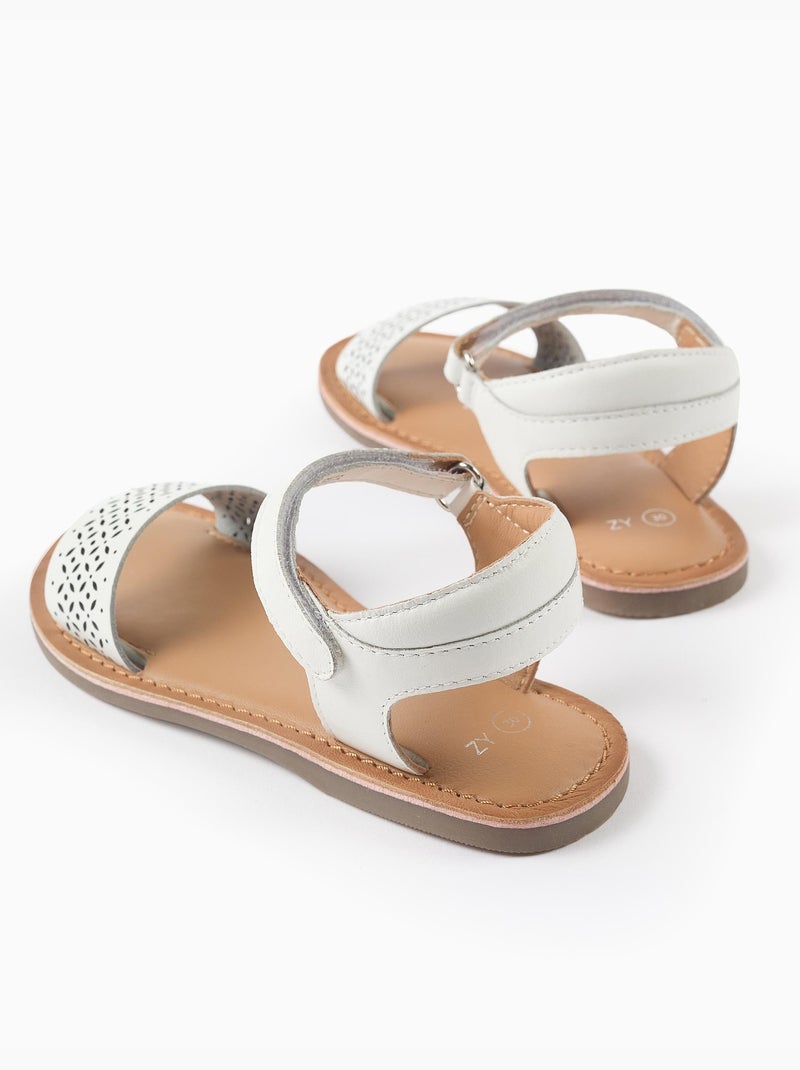 Sandales en cuir avec bride en mosaïque découpée au laser Multicolore - Kiabi