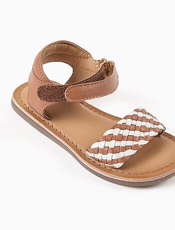 Sandales en cuir avec bride tressée et rembourrage