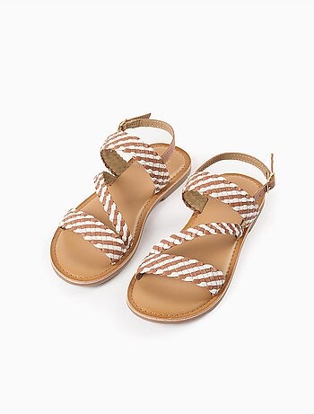 Sandales en cuir avec bride tressée et rembourrage