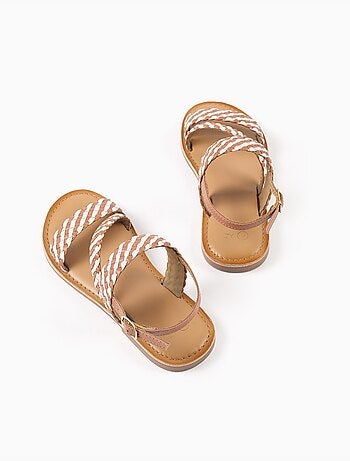 Sandales en cuir avec bride tressée et rembourrage