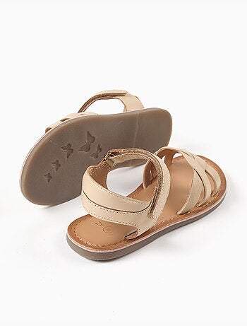 Sandales en cuir avec brides tressées et maintien du talon