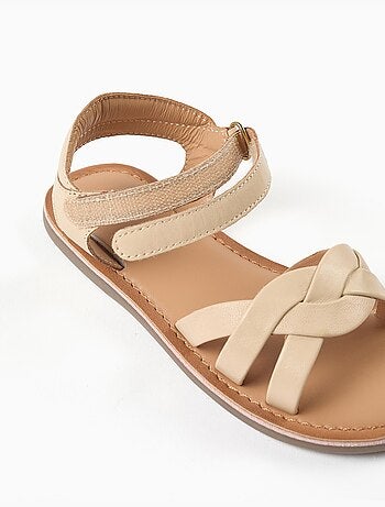 Sandales en cuir avec brides tressées et maintien du talon
